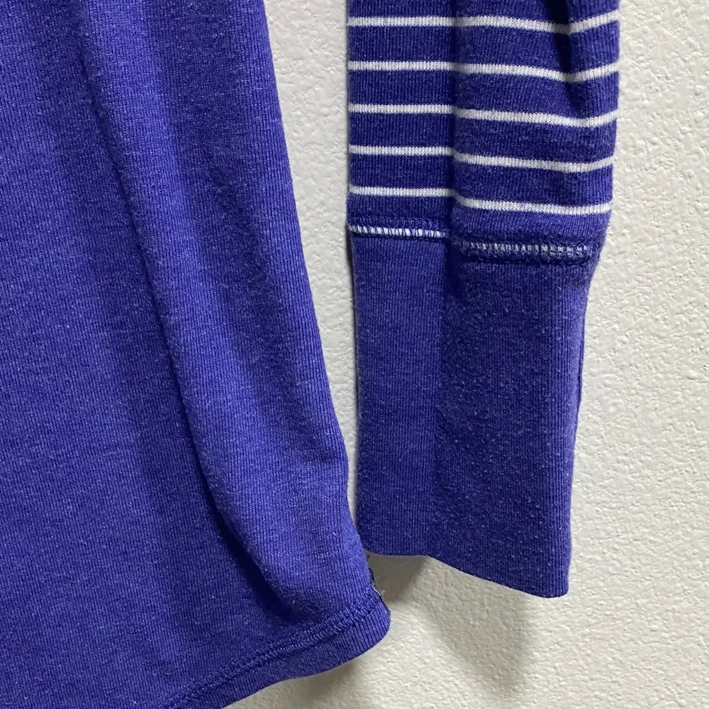 Eddie Bauer Striped Sleeve Lightweight Hoodie Purple Indigo‎ Blue XS - Picture 6 of 9
